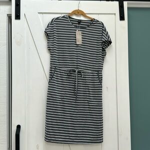 Emery Rose Grey and White Striped Dress